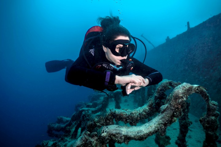 a man swimming in the water