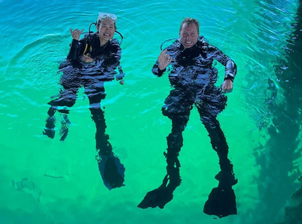 a group of people swimming in a body of water