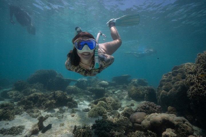 a man swimming in the water